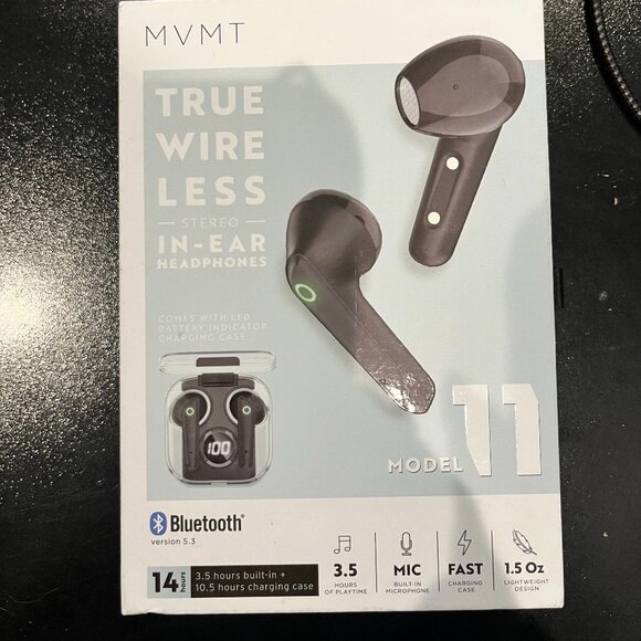 MVMT True Wireless In-Ear Headphones Model 11 Bluetooth w/ Charging Case NWT - Picture 1 of 3
